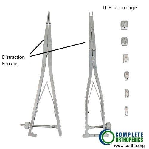 Distraction forceps and TLIF cages Distraction forceps and TLIF cages